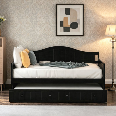 Sturdy Wooden Daybed with Trundle, Classic Design for Versatile and Space-Efficient Living