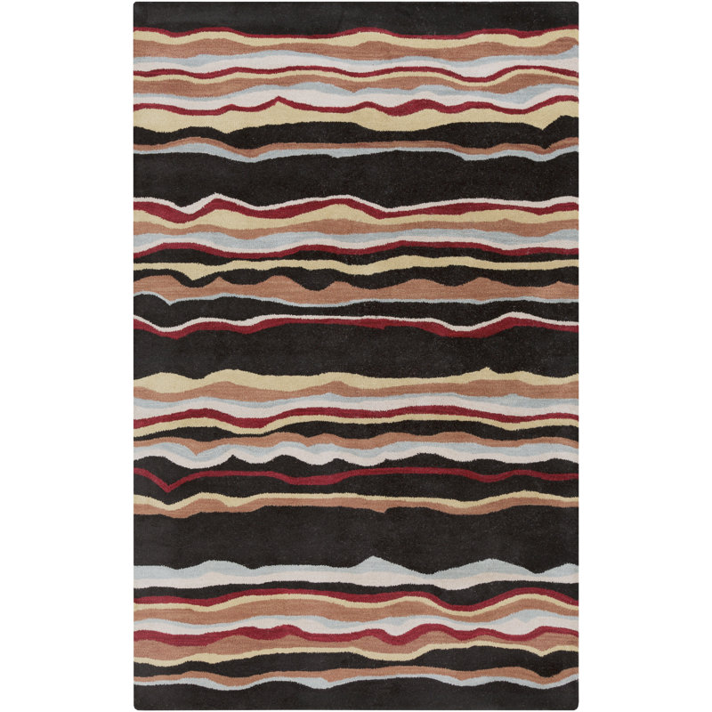 Adhrith Wool Striped Indoor Rug, Kidney 8' x 10'