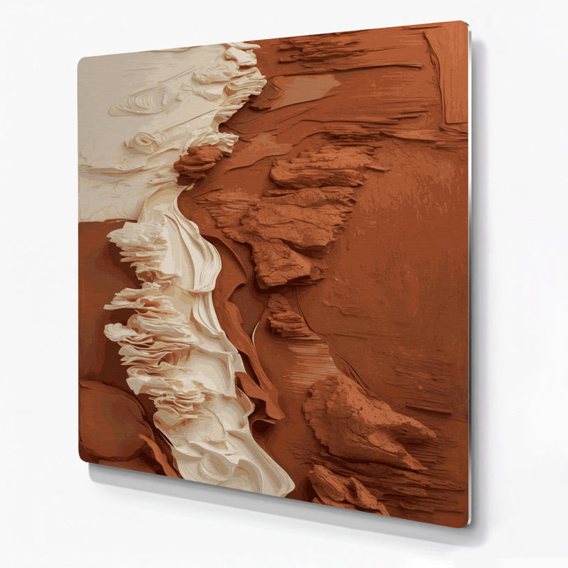 Paysage abstrait 2, art mural en métal brun, H 12 po x l 12 po