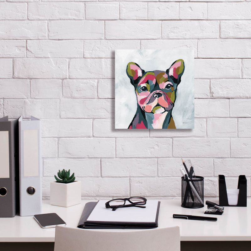 «Abstract French Bulldog» par Yvette St. Amant, art mural sur toile, H 12 po x l 12 po x P 0,75 po