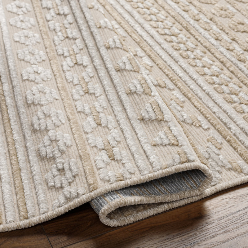 Tapis géométrique beige / gris Anesia, Rectangle 3 pi 3 po x 5 pi
