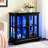 Antique Glass Cabinet With Adjustable Storage, Doors, Materials, And - Controlled Lighting For Dining Room Led Curio Retro Style, Shelves, Acrylic Back, Remote Control Home Organization