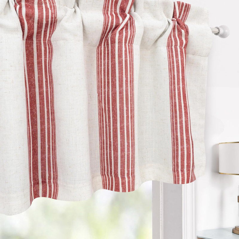 Akhill Striped Tailored Window Valance, Red, 52" W x 18" L