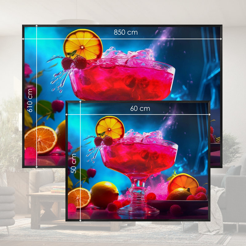 Single Picture Frame LED Illuminated Wall Art Wall Art on Glass / Aluminium, 50cm H x 60cm W