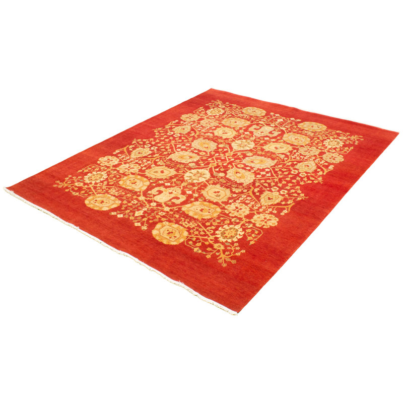 Tapis décoratif en laine noué à la main de conception unique « New Age 18/20 Pak Finest » rouge/brun 11 pi 8 po x 15 pi 1 po