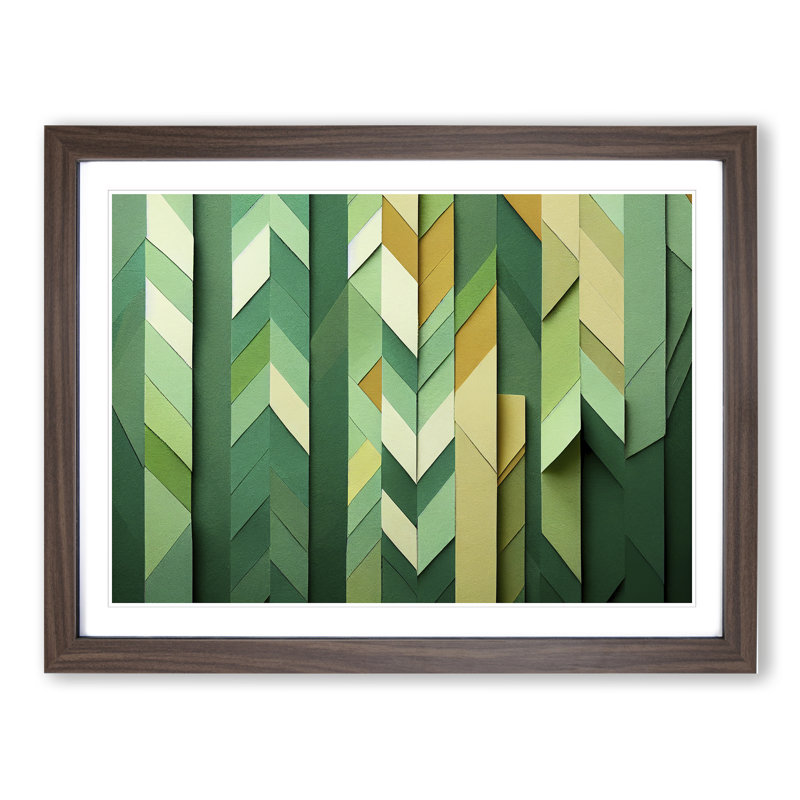 Compelling Chevron Art Abstract - Single Picture Frame Print, 25cm H x 34cm W x 2cm D, Walnut Framed
