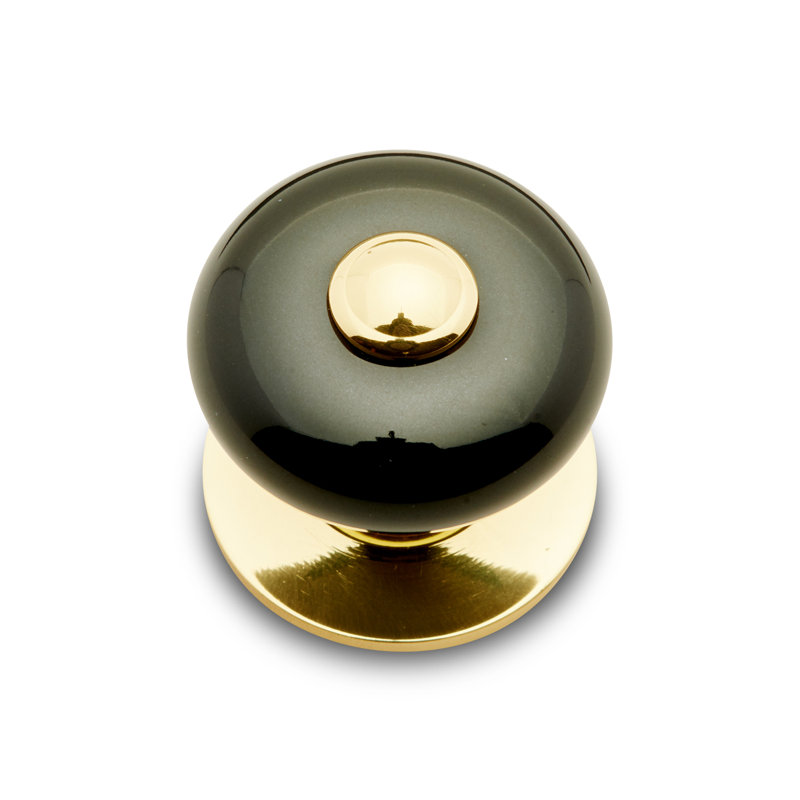 CK Series Diameter Mushroom Knob, 1.25" H x 1.25" W x 1.38" D, Black / Polished Brass