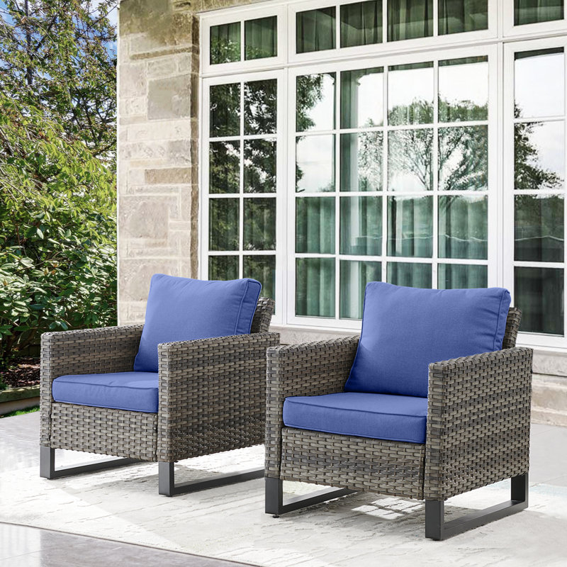Ingvald Outdoor Lounge Chair, Gray, Blue
