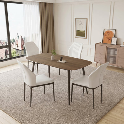Ensemble de table de salle à manger rectangulaire 55,1 po, table de cuisine moderne, pieds en acier (1 table et 4 chaises)