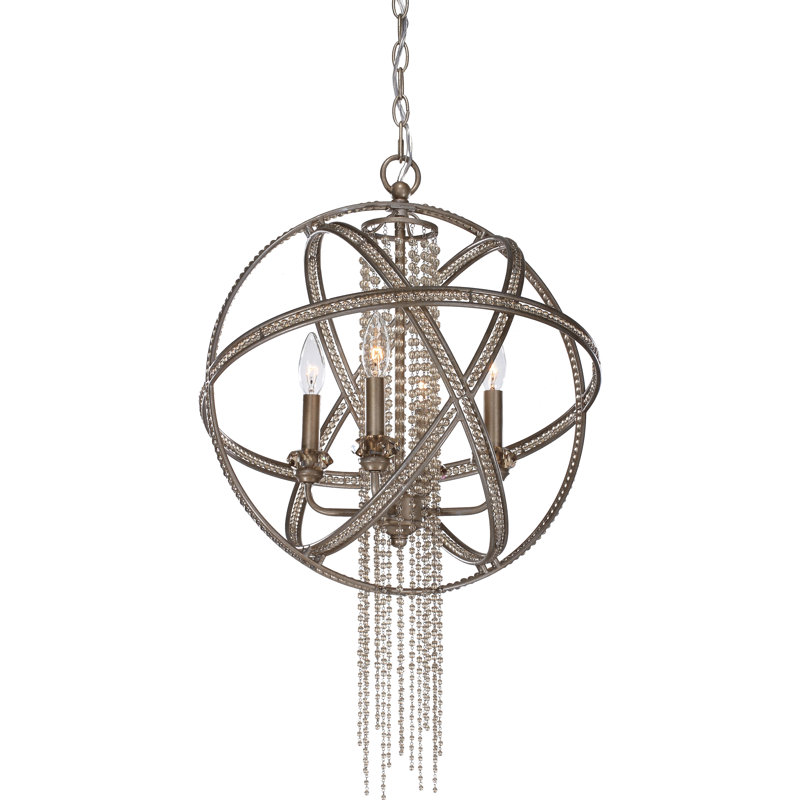 Cascade 4 - Light Chandelier, Silver Leaf Burnished