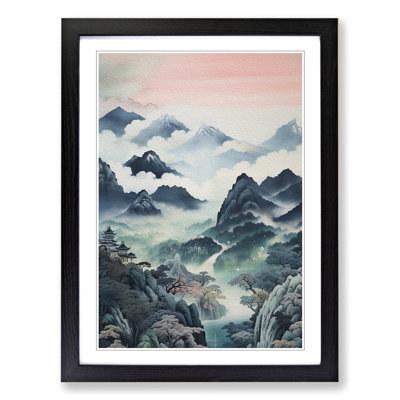 Japanese Mountains Contemporary - Framed Print
