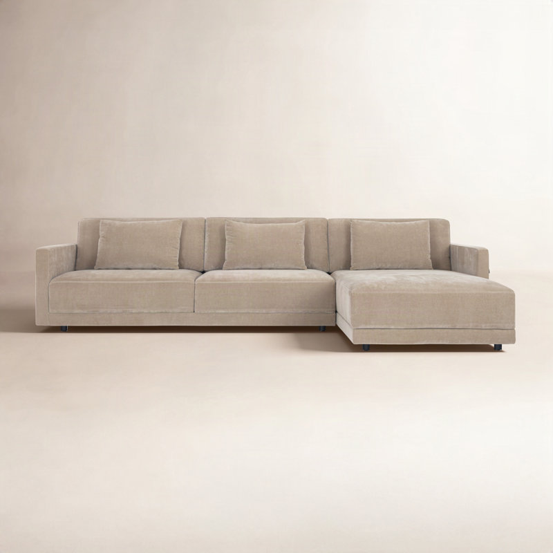 Canapé modulaire 2 pièces Kenji, Face à la droite, Chenille performance latte brun
