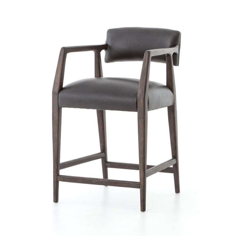 Tyler Upholstered Stool with Solid Wood Frame, Counter Stool (26.5" Seat Height)