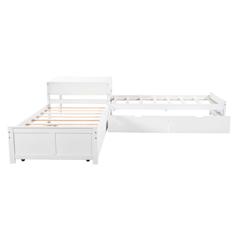 Lit plateforme en L, Blanc