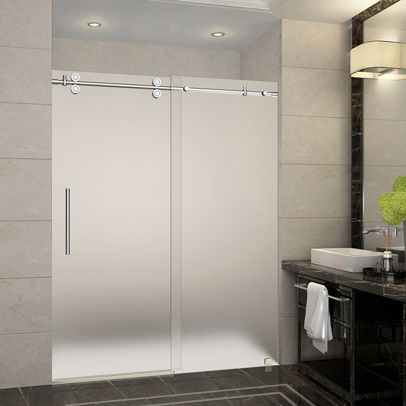 Porte de douche coulissante simple sans cadre H 75 po Langham, Chrome