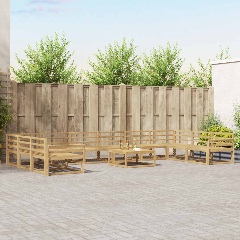  Outdoor Sofa Set 11 Pcs Solid Acacia Wood Sectional Couch Backyard