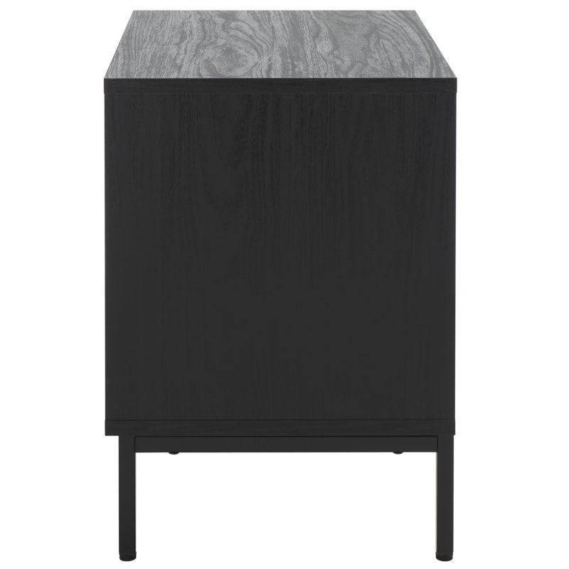 Black Veneer 2-Drawer Nightstand with Gold Handles
