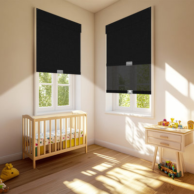 Rideaux doubles avec cassette carrée, rideaux doubles sans cordon en tissu de couleur similaire, occultant et filtrant la lumière, stores à enroulement jour et nuit pour la maison, blanc, l 20 po x H 48 po