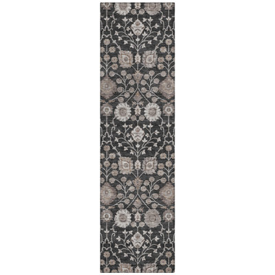 Machine Washable Indoor/Outdoor Cicel ACN1155 Black Rug
