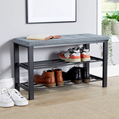 Sleaford Grey 2 Shelf Linen Shoe Bench