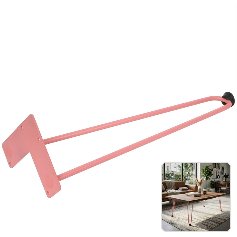 Pied de table en épingle à cheveux 18 po ROUS Hardware, H 18 po, Rosé (rose)
