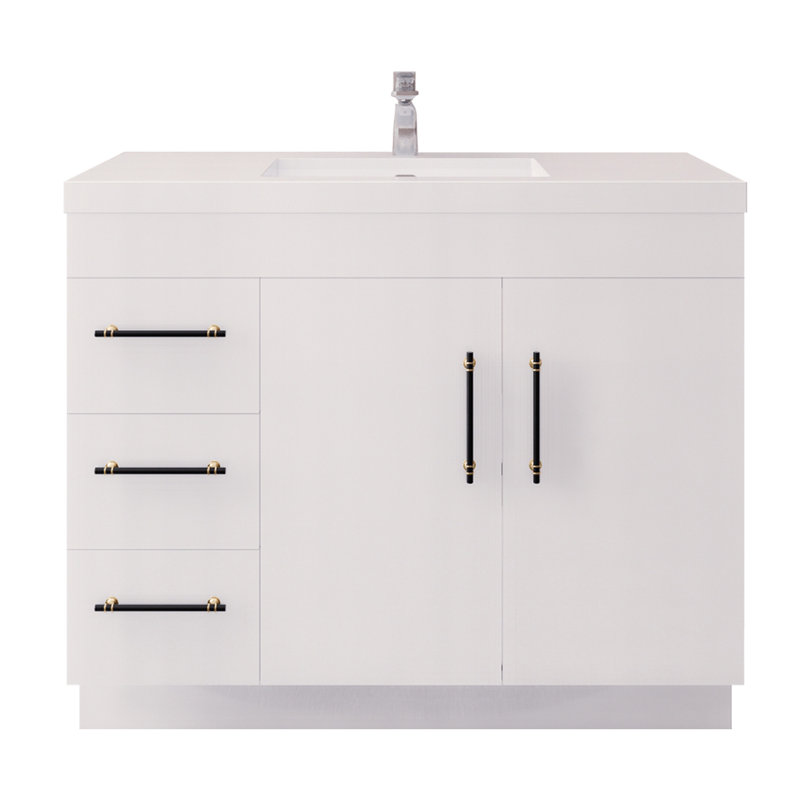 42'' Single Bathroom Vanity with Acrylic Top, White
