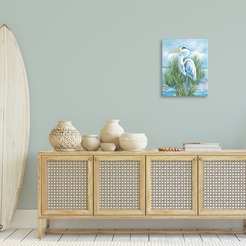 Toile côtière héron, conception de Diane Kater, H 20 po x l 16 po