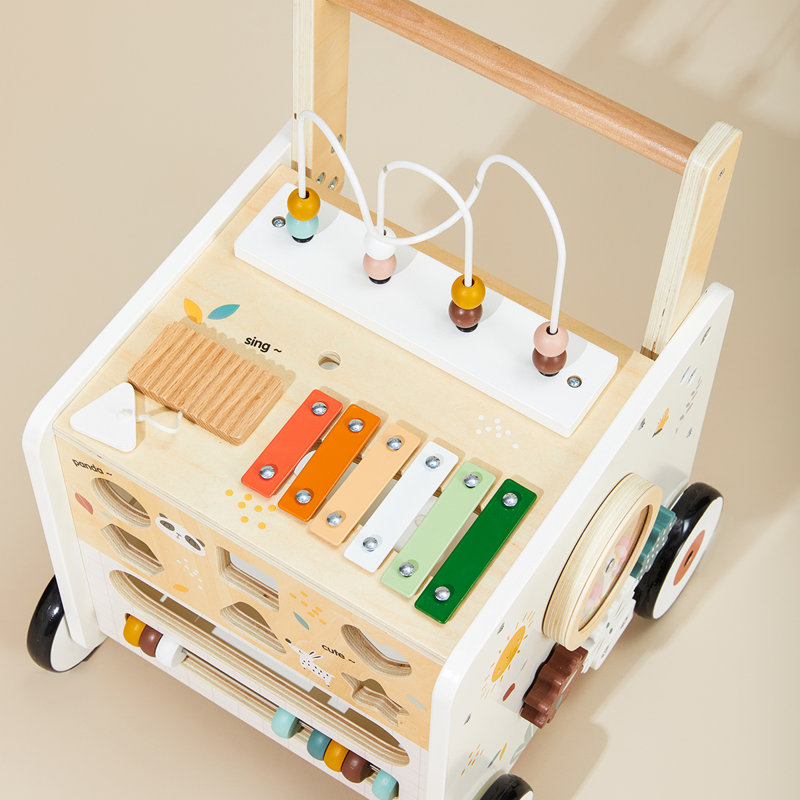 Poussette en bois pour bébé avec centre d'activité et de vitesse réglable