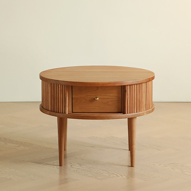 Cherry wood round coffee table