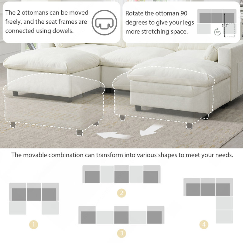 Modular Sectional Sofa with Storage - White