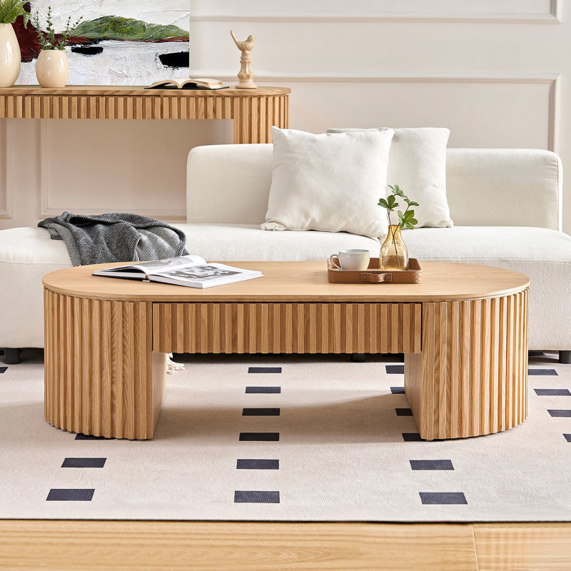 Modern Coffee Table With Storage Drawer, 52.31'' Oval For Living Room Table, Drawer Function