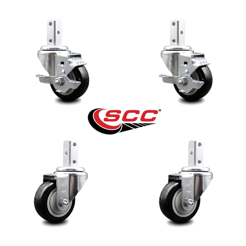 4 Piece Polyurethane Caster Set, Black