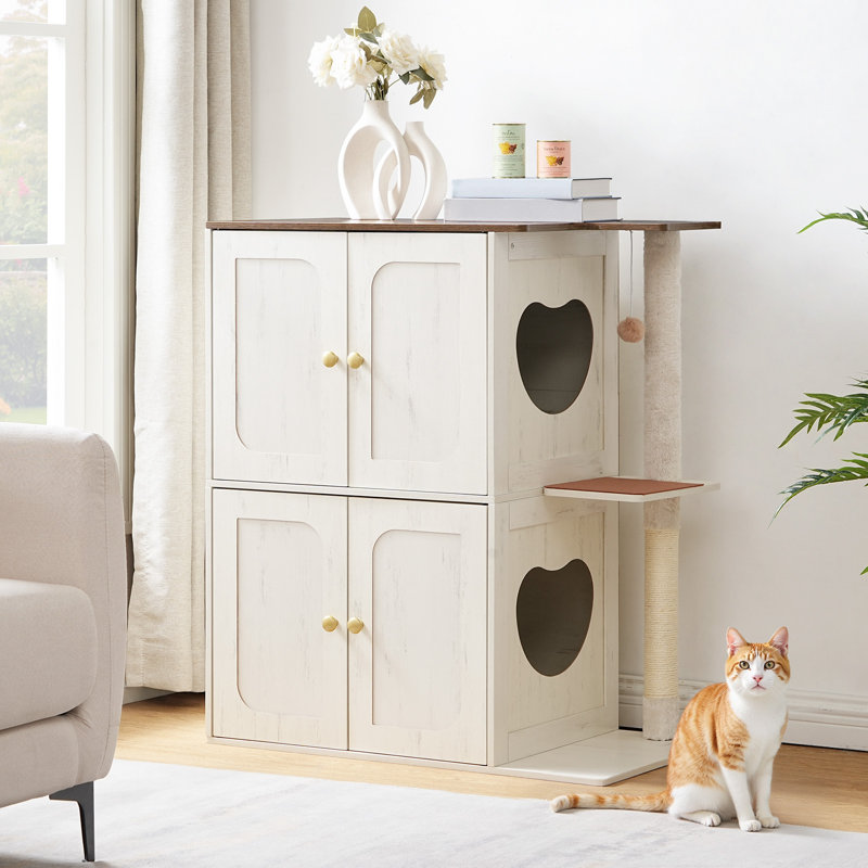 Enceinte de litière pour chat à 2 niveaux