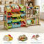Rangement pour jouets d'enfants, 12 bacs et 3 étagères, bois massif, 142 cm de large