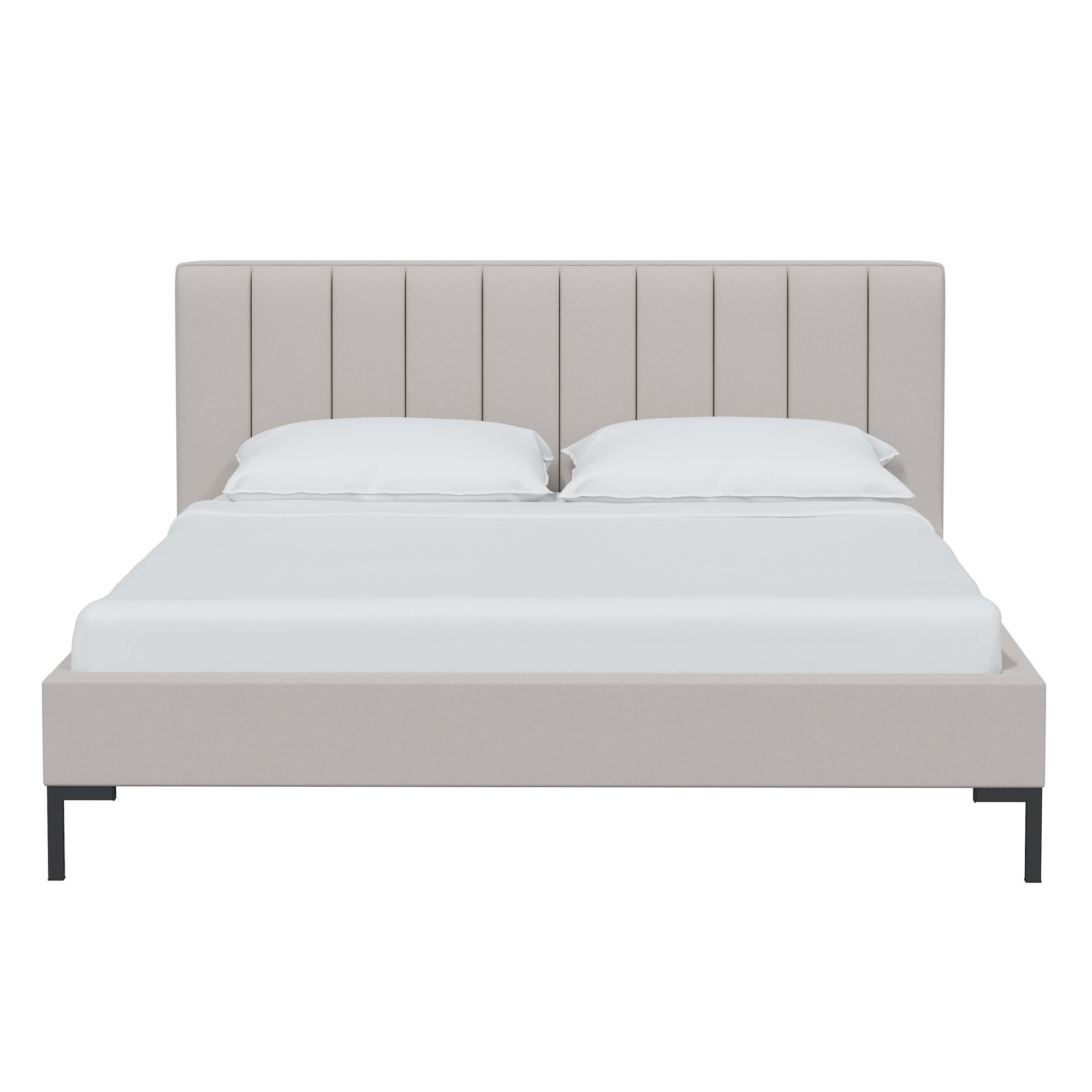 Tomas Upholstered Platform Bed, Classic Talc Linen, Black, King