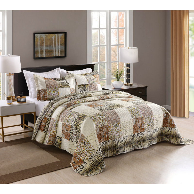 P-leopard Quilt Abstract Quilt, Queen Quilt + 2 Shams