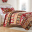 Ensemble de courtepointe rouge 3 pièces Greenland Home Fashions Gingerbread Lane 106 x 92 + 20 x 36 (2)-100660293