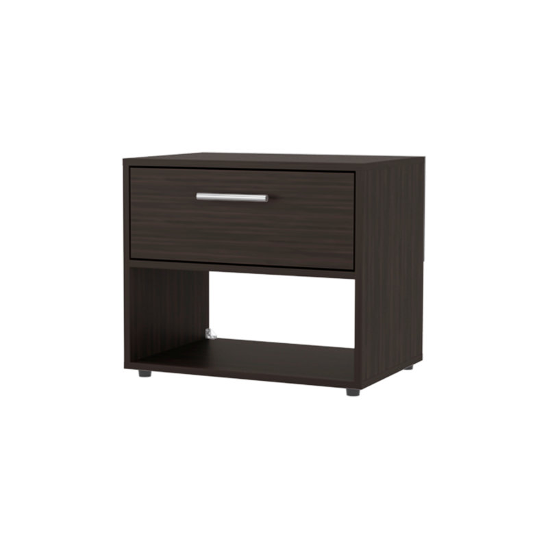 Alpine 18" High One Drawer Nightstand With One Shelf, Side Table, End Table For Bedroom, Nightstand, Brown