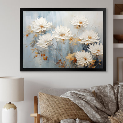 «White and Blue Chrysanthemums Painted Ink IV - Chrysanthemums», impressions d'art mural