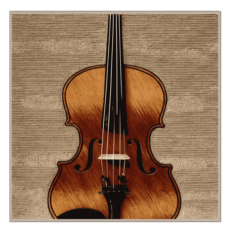 Washable Violin Music Area Rug, Square 3'
