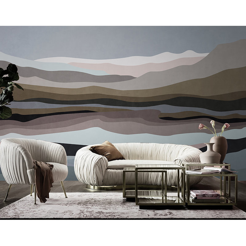 Papier peint paysage nordique abstrait, L 86 po x L 57 po