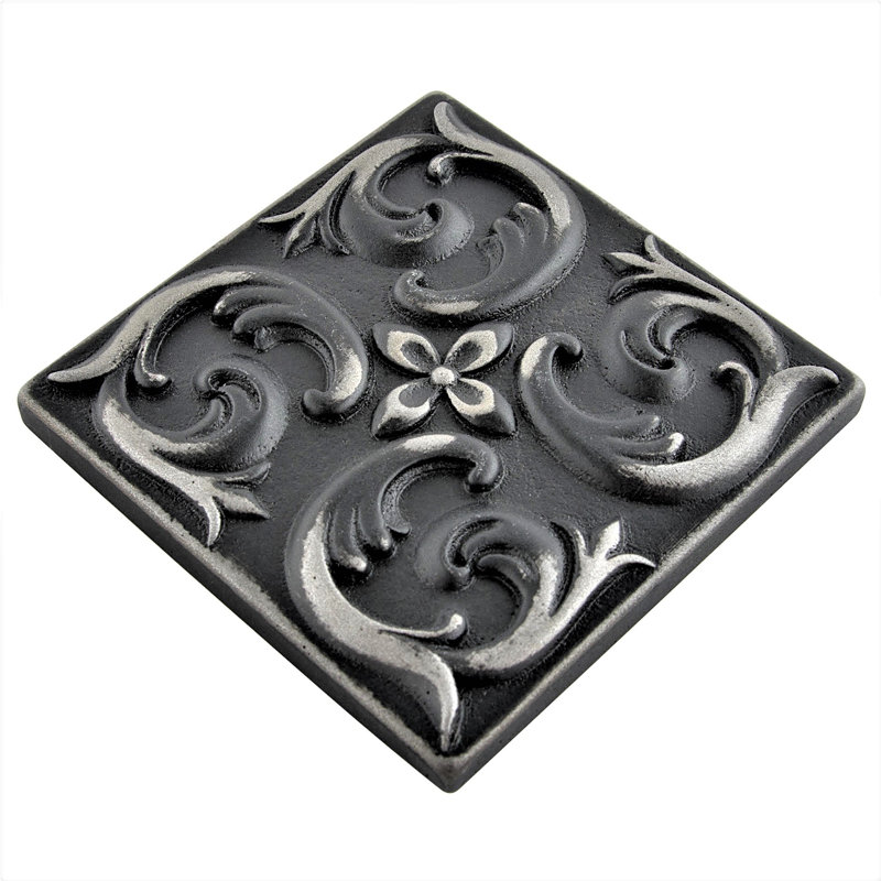 2'' x 2'' Hand Painted Resin Decorative Accent Tile, Iron Black
