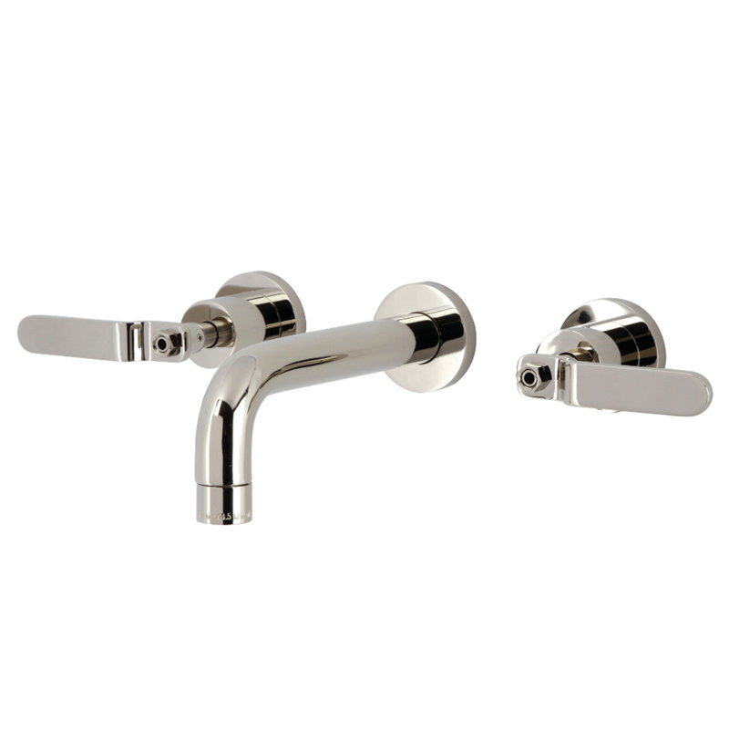 Kingston Brass Whitaker Two-Handle 3-Hole Wall Mount Bathroom Faucet, Polished Nickel