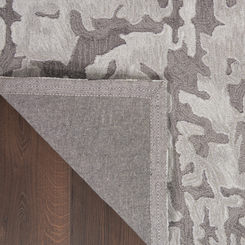 Tapis ivoire / gris touffeté à la main Lavonne, Rectangle 5 pi 3 po x 7 pi 9 po