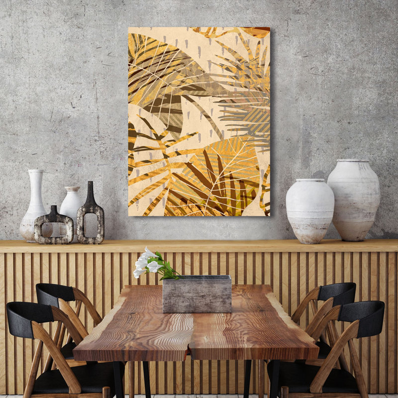 3CG6356 Golden Palms Panel I by Eve C. Grant - Wrapped Canvas Print, 100cm H x 70cm W x 4cm D