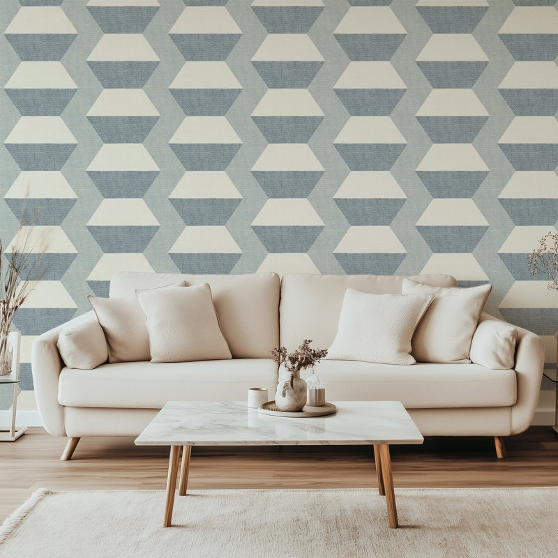Infinity Blocks - Lacquered Wallpaper, Non-Pasted, Blues, Paper