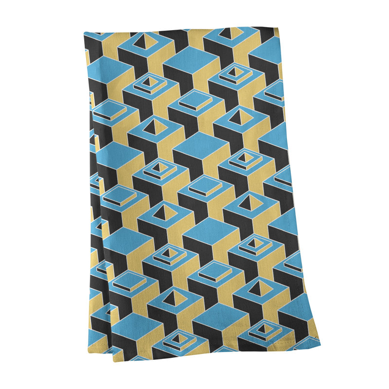 Patricia Geoffrey Tea Towel Kitchen Towel, Yellow/Blue, Cotton Twill