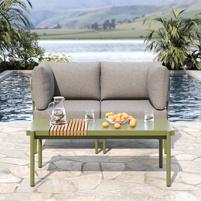 Ensemble de patio en métal pour 2 personnes, ensemble de mobilier d'extérieur en aluminium