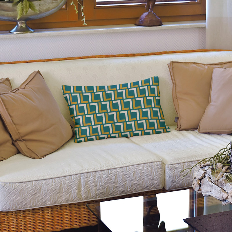 Housse de coussin rectangulaire Jacksonville Football Luxury, Faux lin, Bleu sarcelle / or / blanc