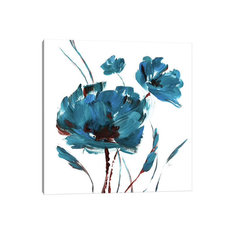 Blue Poppy Splash II by Nan - Wrapped Canvas Gallery-Wrapped Canvas Giclée, 30.48 cm H x 30.48 cm W